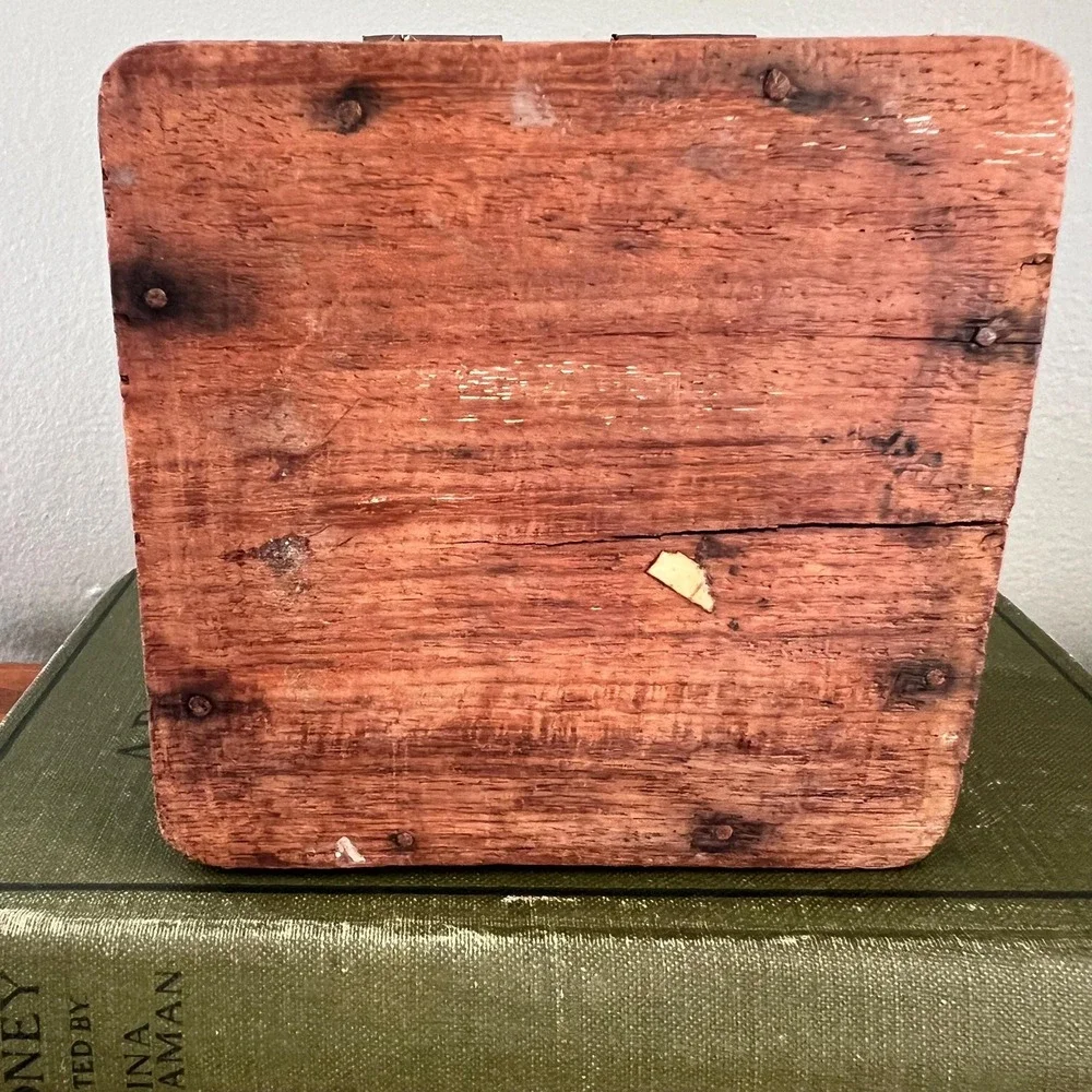 Vintage Hand Carved Wood Jewelry Box With  Inlay Floral Trinket Box Cottage Boho